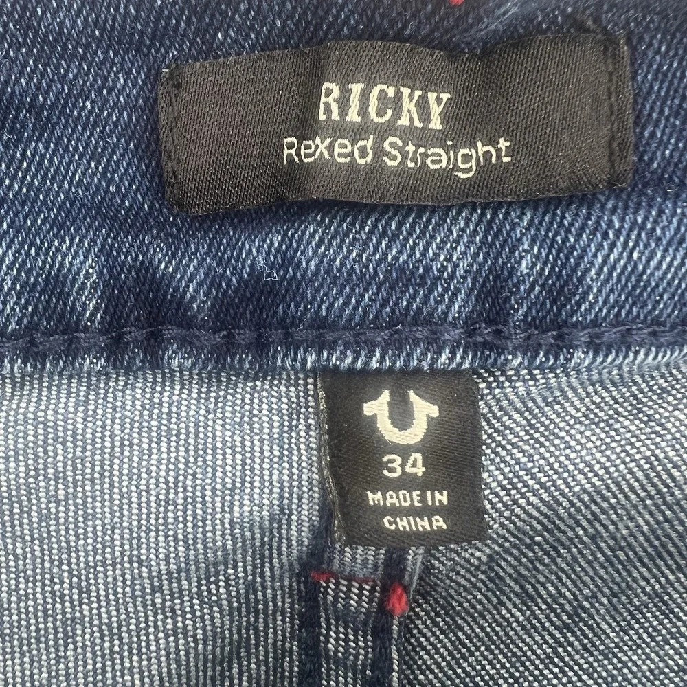 True Religion Ricky Relaxed Straight‎ Jeans Men's 34x34 SN Flap Pocket NEW $159
